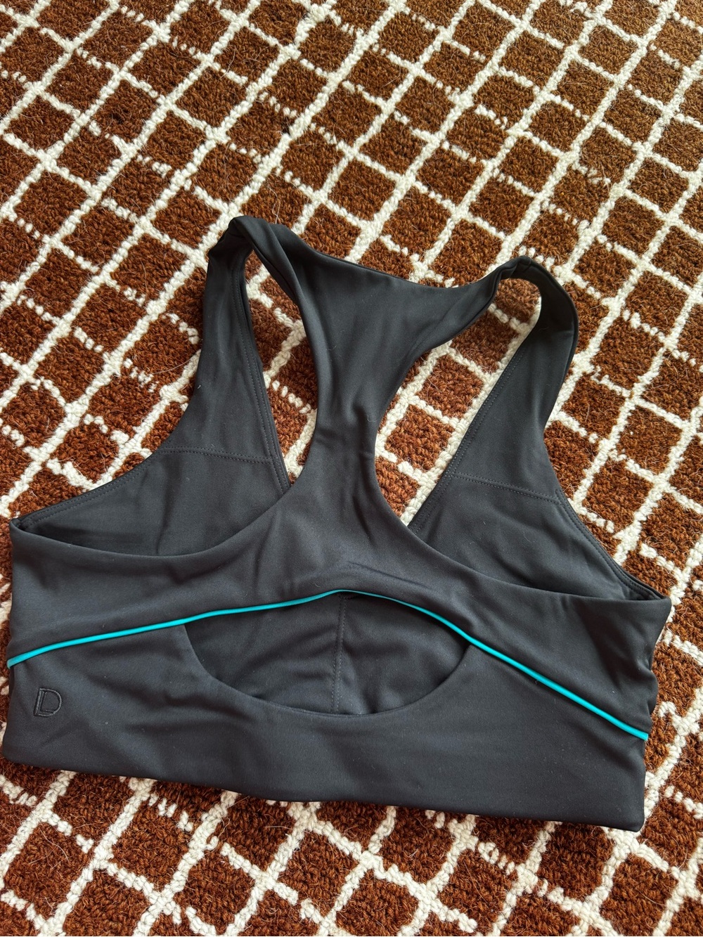 Daughter Lessons Retrofit Sports Bra Black Teal Trim - Picture 9 of 9